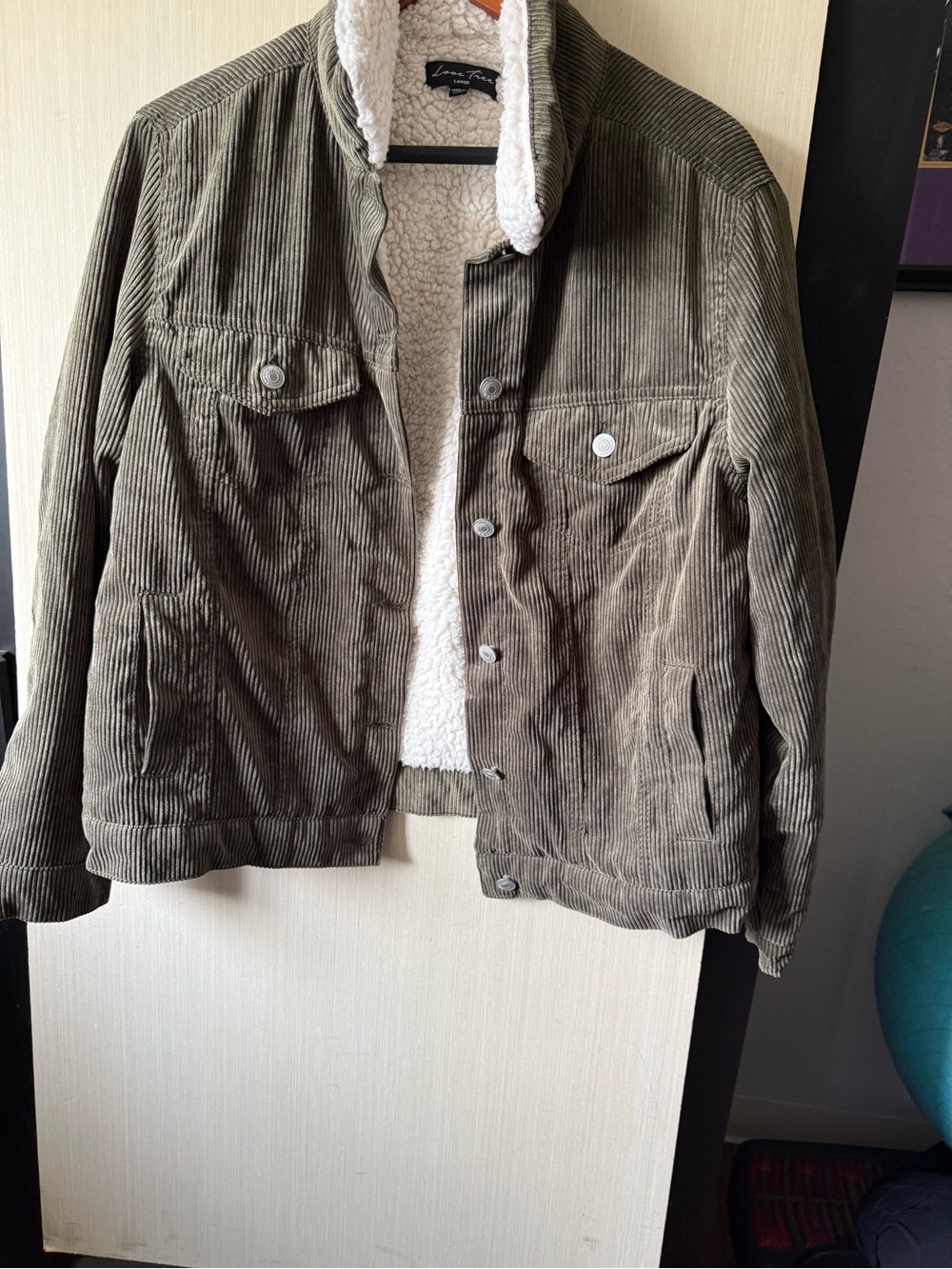 Women’s Olive Corduroy Sherpa Jacket